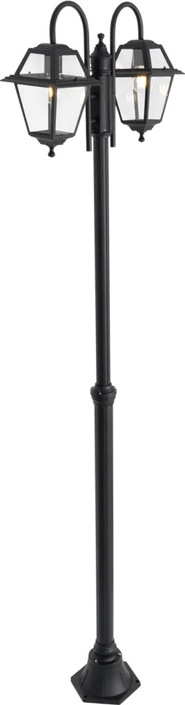Klasyczna lampa zewnętrzna czarna 235 cm 2-światła IP44 - Berta