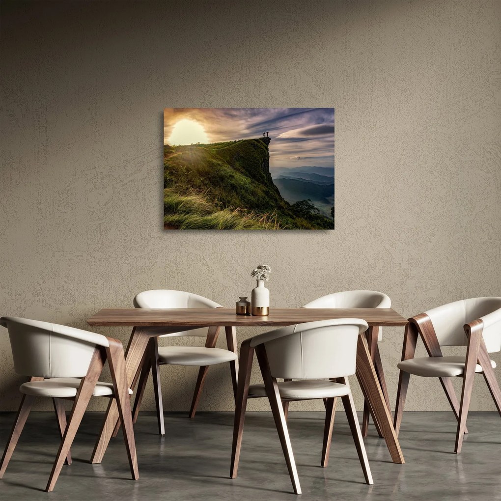 Obraz na szkle kobiet na klifie (70x50 cm)