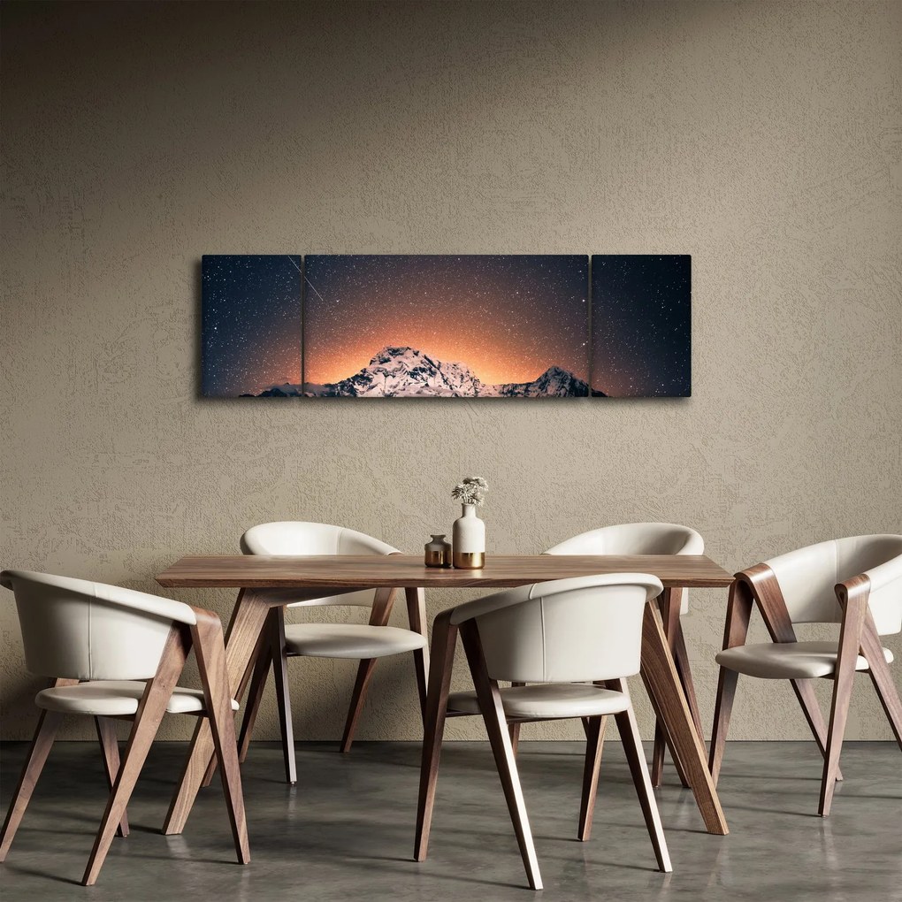 Obraz nocnego nieba z górą (170x50 cm)