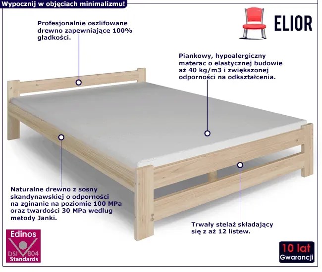 Sosnowe łóżko z materacem 120x200 L0-P38