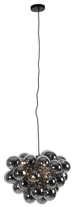 Inteligentna lampa wisząca czarna z przydymionym szkłem, 8-punktowa, okrągła, z 8 żarówkami Wifi G9 - Uvas