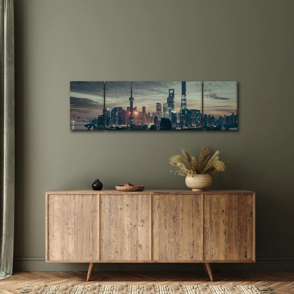 Obraz miasta o zmierzchu (170x50 cm)