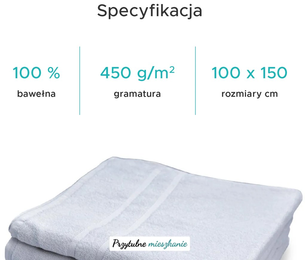 Ręcznik hotelowy Deluxe 100 x 150 cm biały, 100% bawełna
