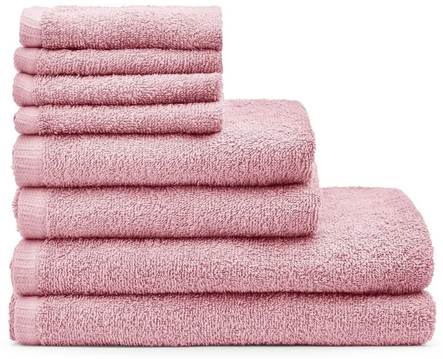 Różowe bawełniane ręczniki zestaw 8 szt. szybkoschnące/frotte Quick Dry – Catherine Lansfield