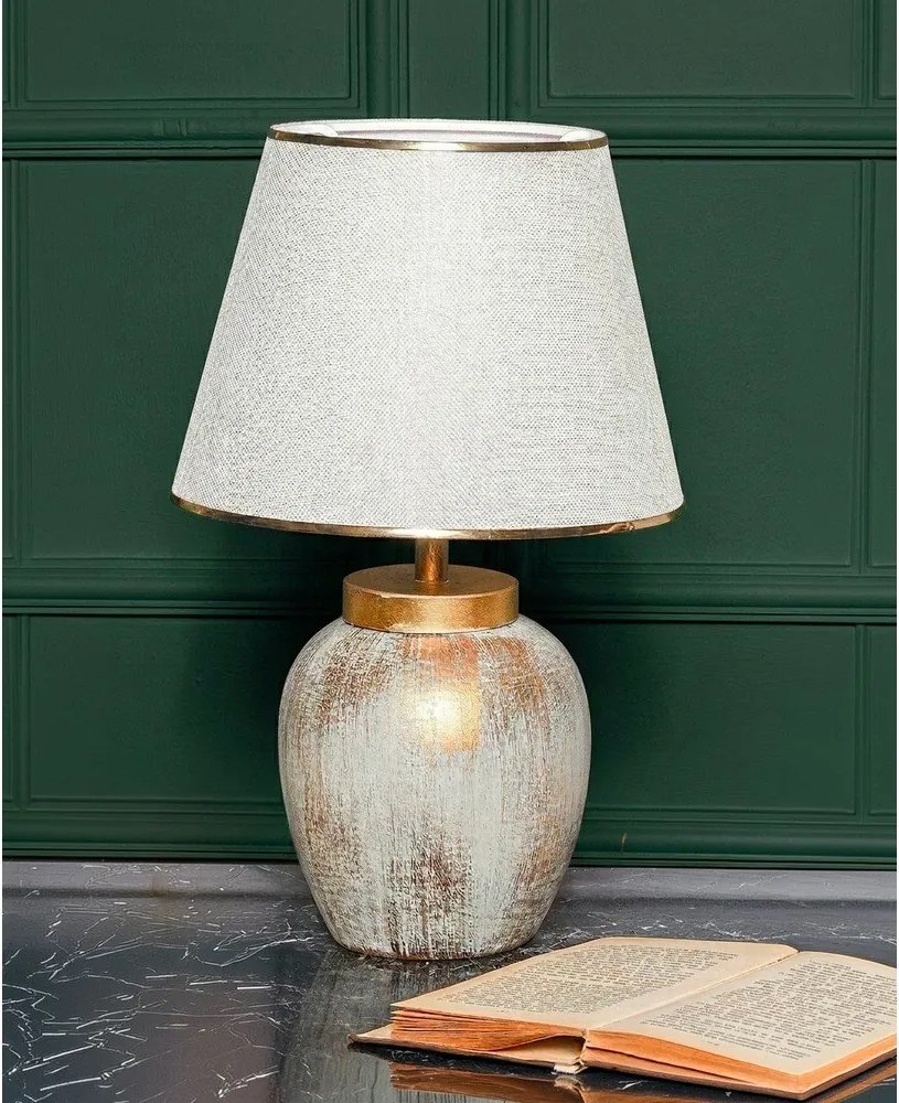 Kremowa/w kolorze złota lampa stołowa z tekstylnym kloszem (wysokość 47 cm) Yakamoz – Opviq lights