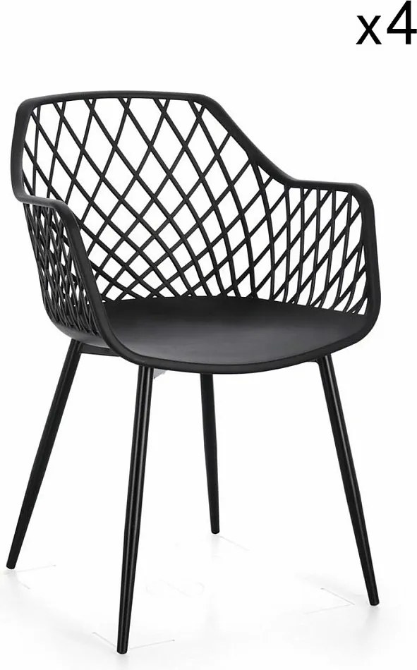 Zestaw 4 czarnych krzeseł z polipropylenu i stali - OPTIK