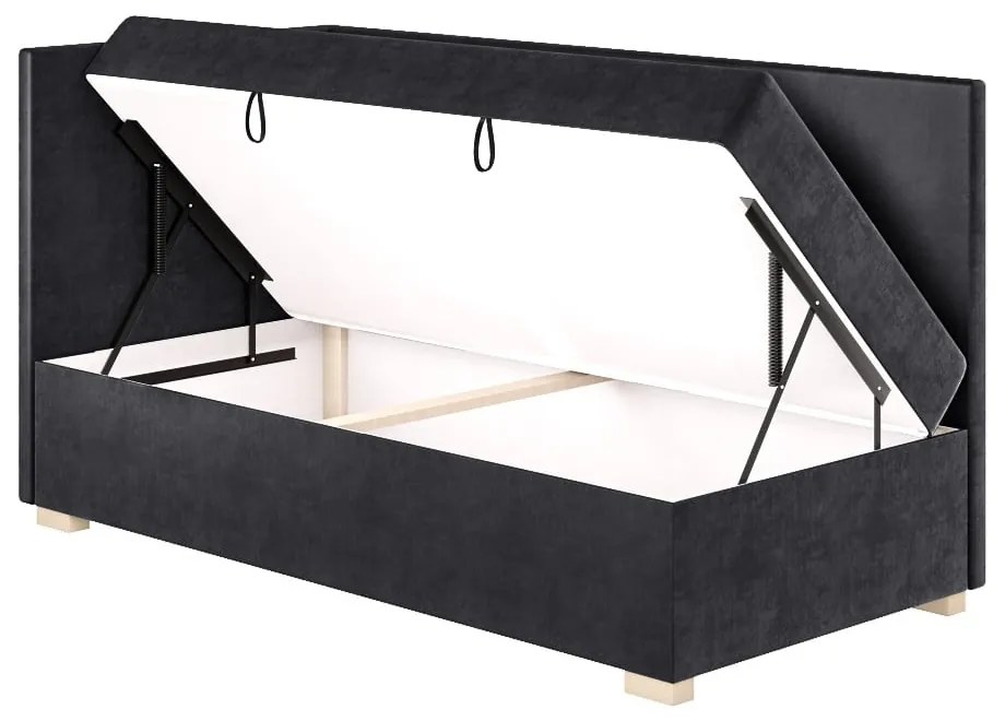 Ciemnoniebieskie narożne łóżko dziecięce ze schowkiem i materacem 90x200 cm Flexi – Ghado