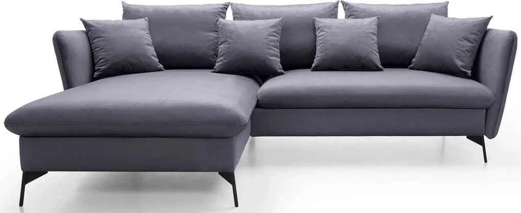 Ciemnografitowa welurowa kanapa narożna rozkładana G0-T39