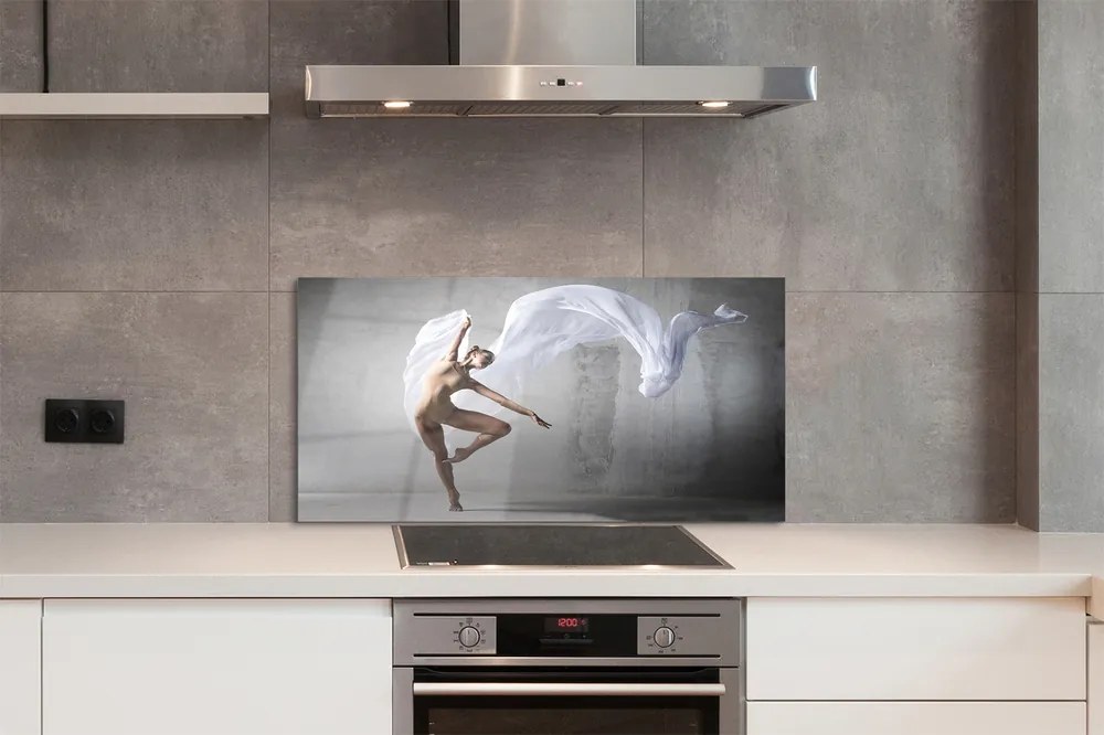 Szklany Panel Taniec z Białą Tkaniną