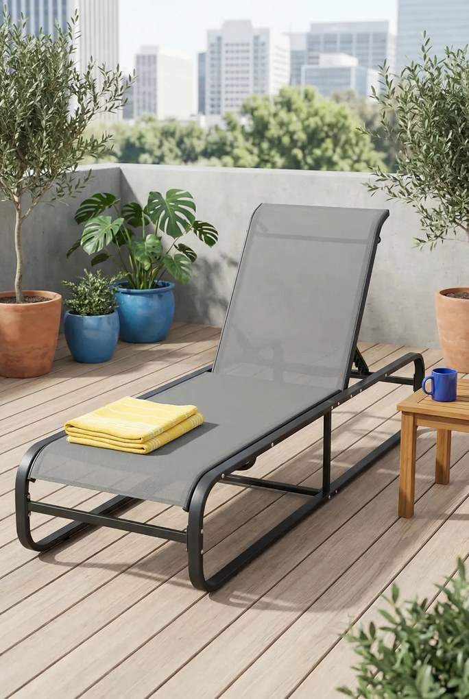 Solidny szary leżak ogrodowy D9-D54