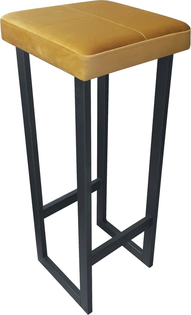 Hoker ALEX krzesło barowe tkanina Welur podstawa metalowa : Kolor Stelaża - Grafit, Kolor tkaniny - VELVET - MG15, Wysokość - 90 cm