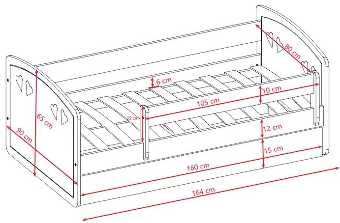 Łóżko dla dziewczynki z barierką Nolia 2X 80x160 - białe