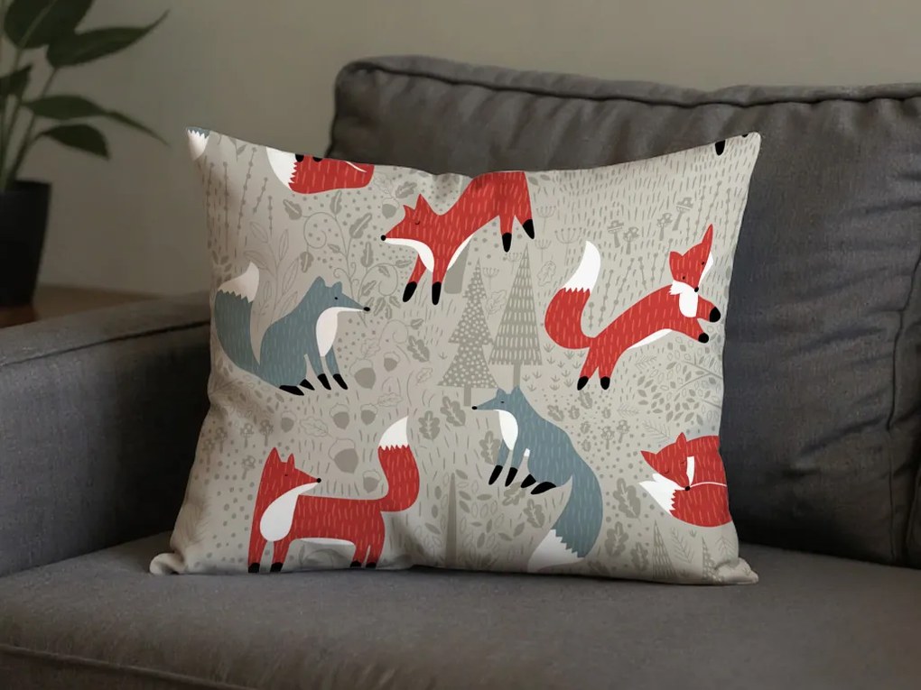 Zestaw 2 szt. dekoracyjnych poszewek na poduszkę FOXIVA 40x60 cm, szary