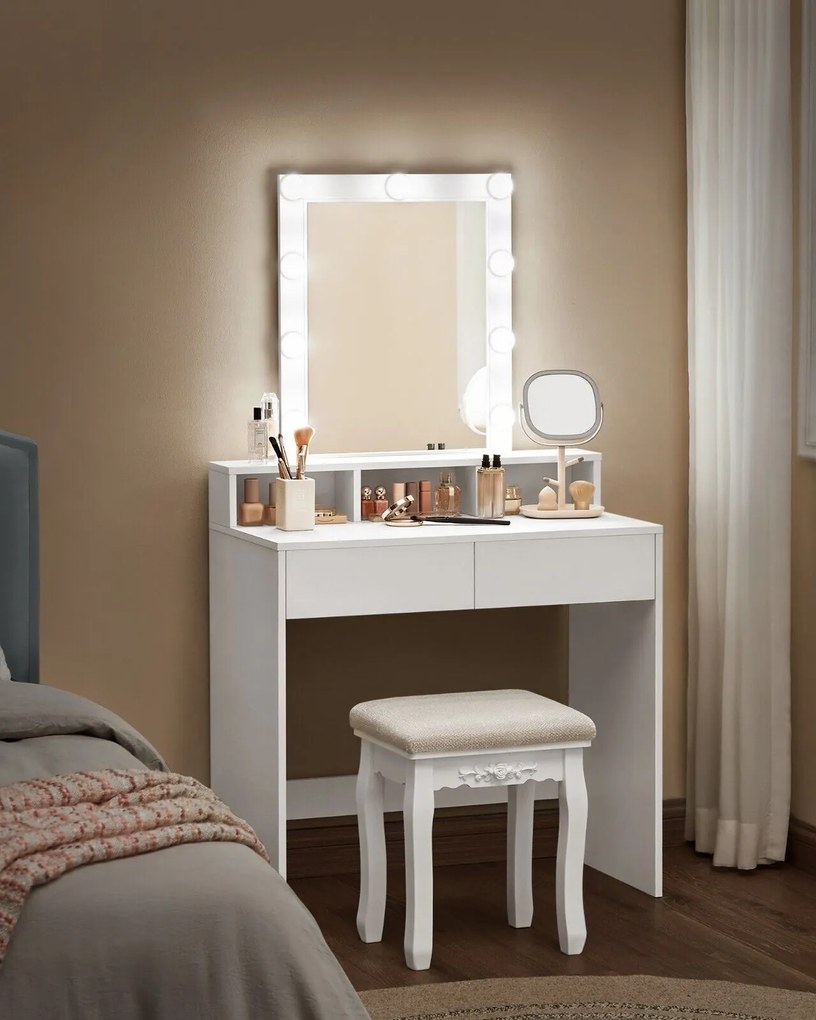 Toaletka VANESA z oświetleniem, 80x40x145cm, biała Jurhan