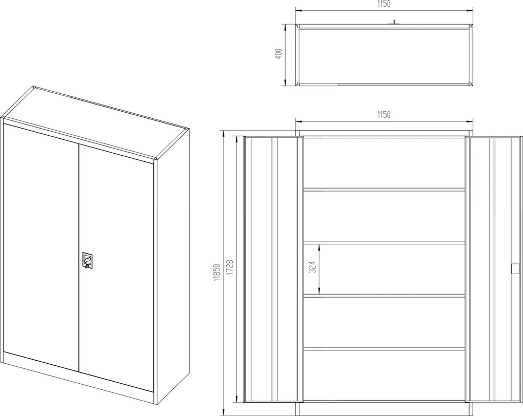 Szafa biurowa na akta szeroka Eco Design Jan II, 115x40x185 cm, biały/dąb sonoma