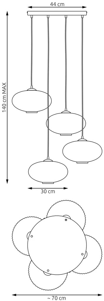 Nowoczesna lampa wisząca z mlecznymi kloszami - D175 Invisa 3X