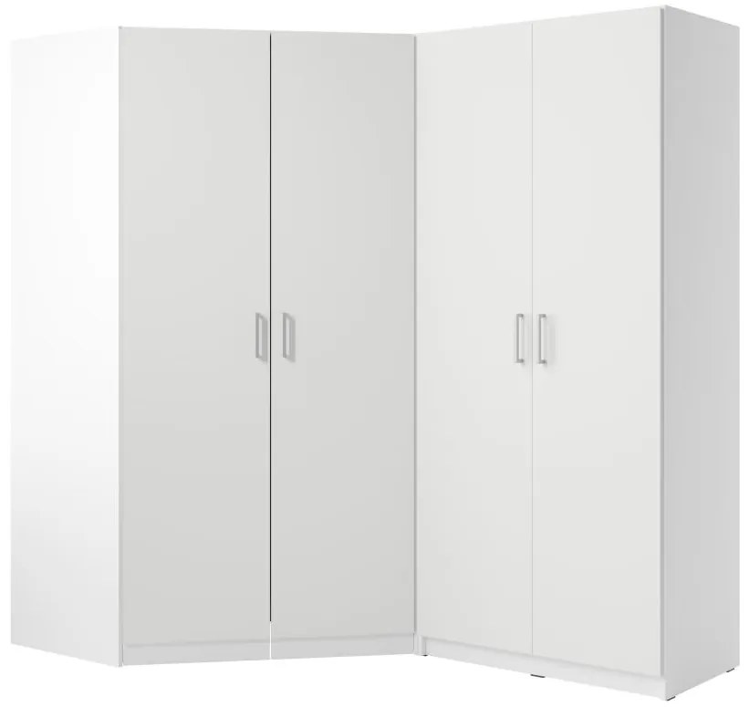 Szafa narożna 4-drzwiowa - szer. 209 cm - Biały - BELOMY