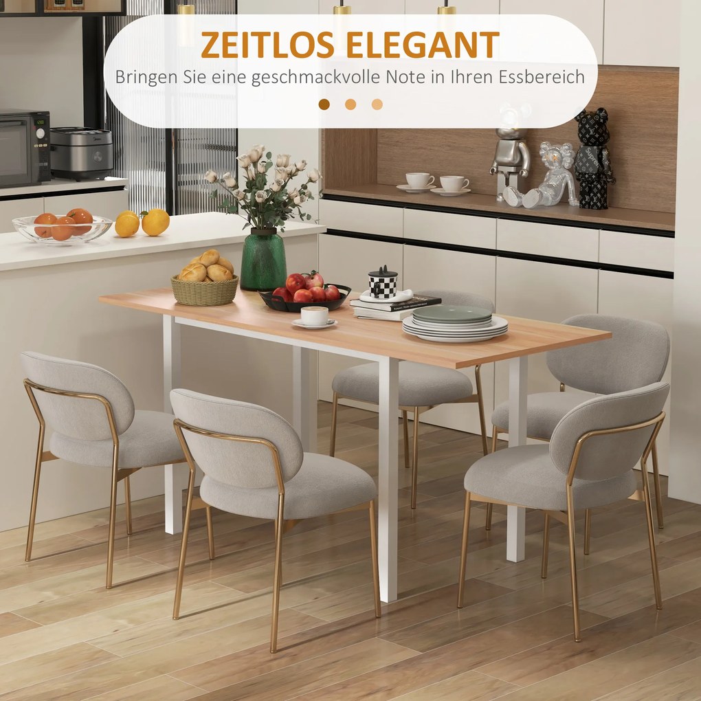 HOMCOM Stół jadalny rozkładany dla 6 osób składany kuchenny brązowo biały nowoczesny | Aosom PL