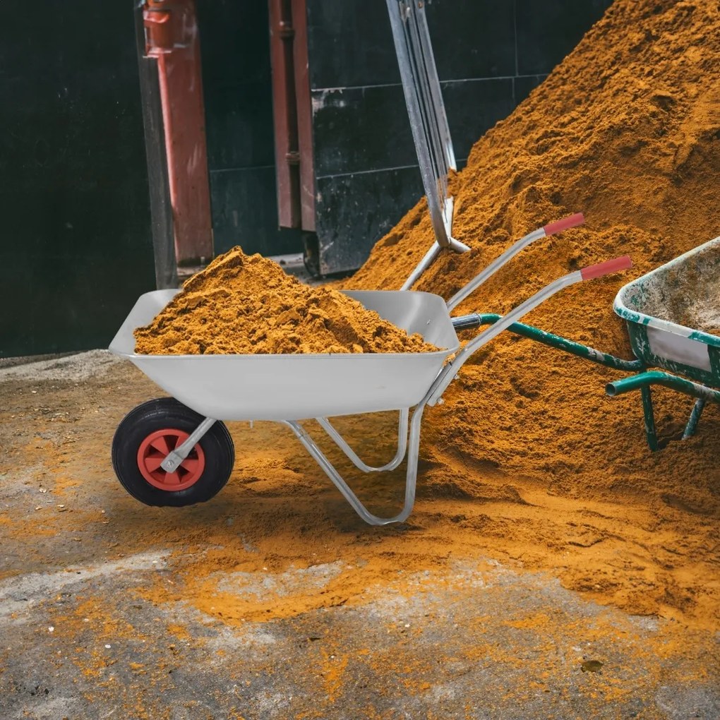 Taczka ogrodowa ocynkowana LARRY, max. pojemność 80l/100kg, srebrna/czarna Gardebruk