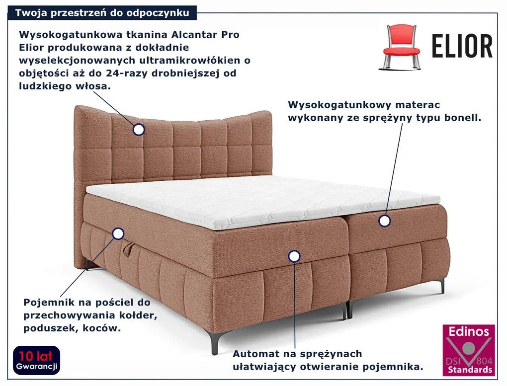 Łososiowe łóżko z pikowanym zagłówkiem 5 rozmiarów A5-P39