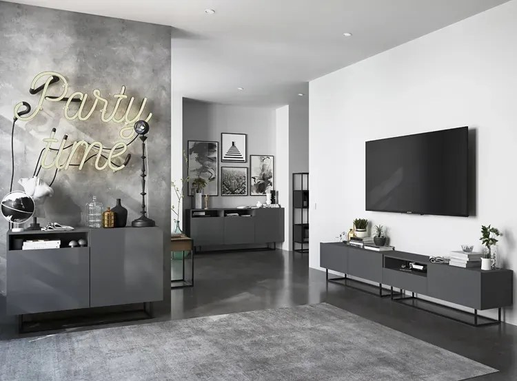 Szafka rtv na nóżkach grafitowa B6-F11