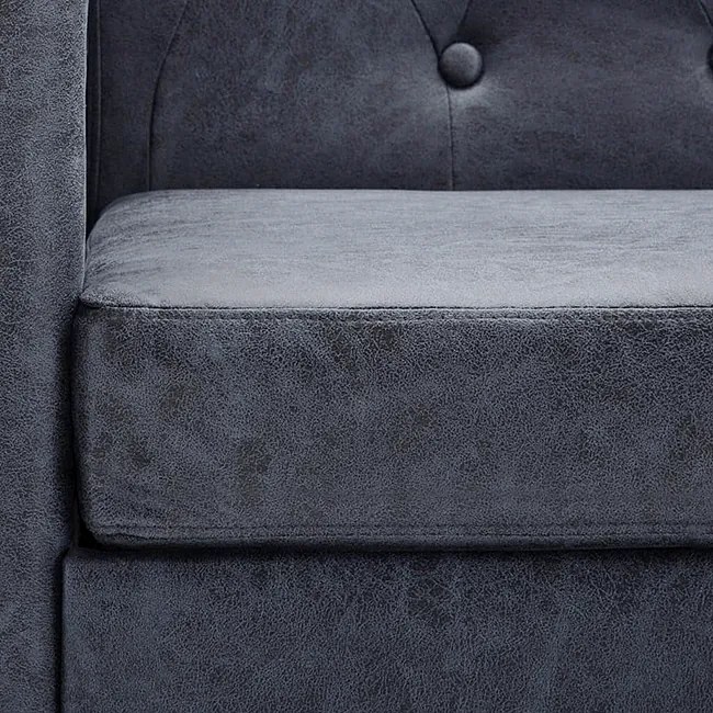 Trzyosobowa sofa Charlotte 3Q w stylu Chesterfield - szara