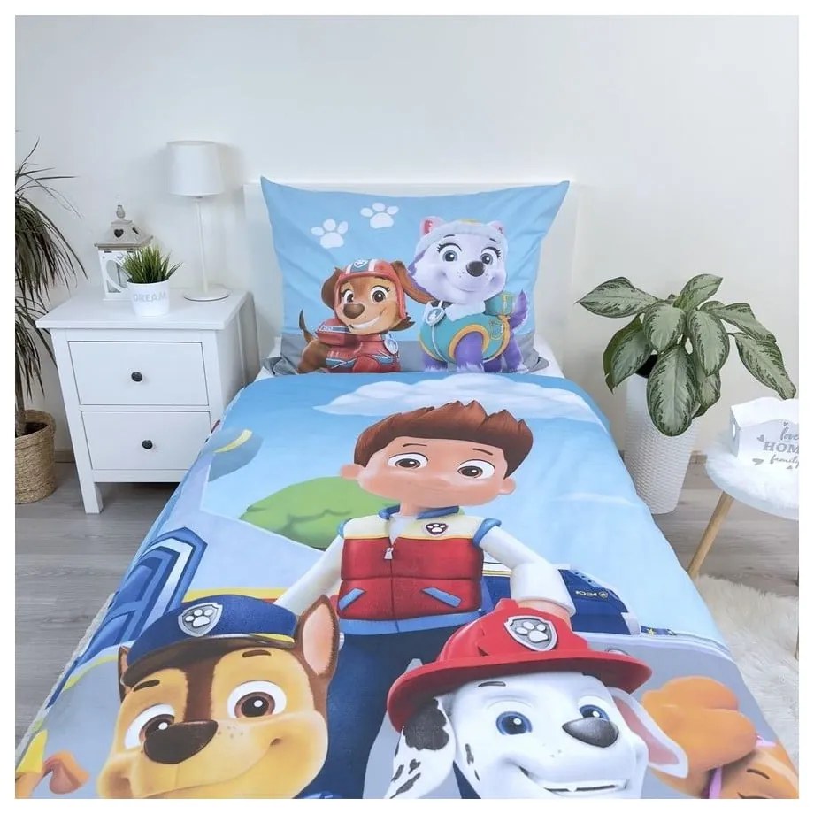 Niebieska bawełniana pościel dziecięca jednoosobowa 140x200 cm Paw Patrol – Jerry Fabrics