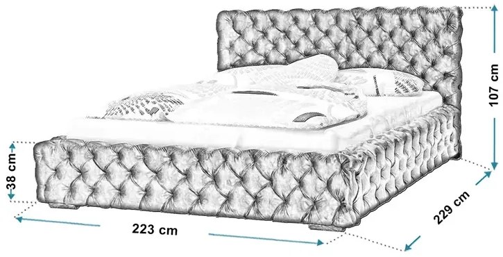 Dwuosobowe łóżko z pojemnikiem 200x200 Sari 3X - 36 kolorów