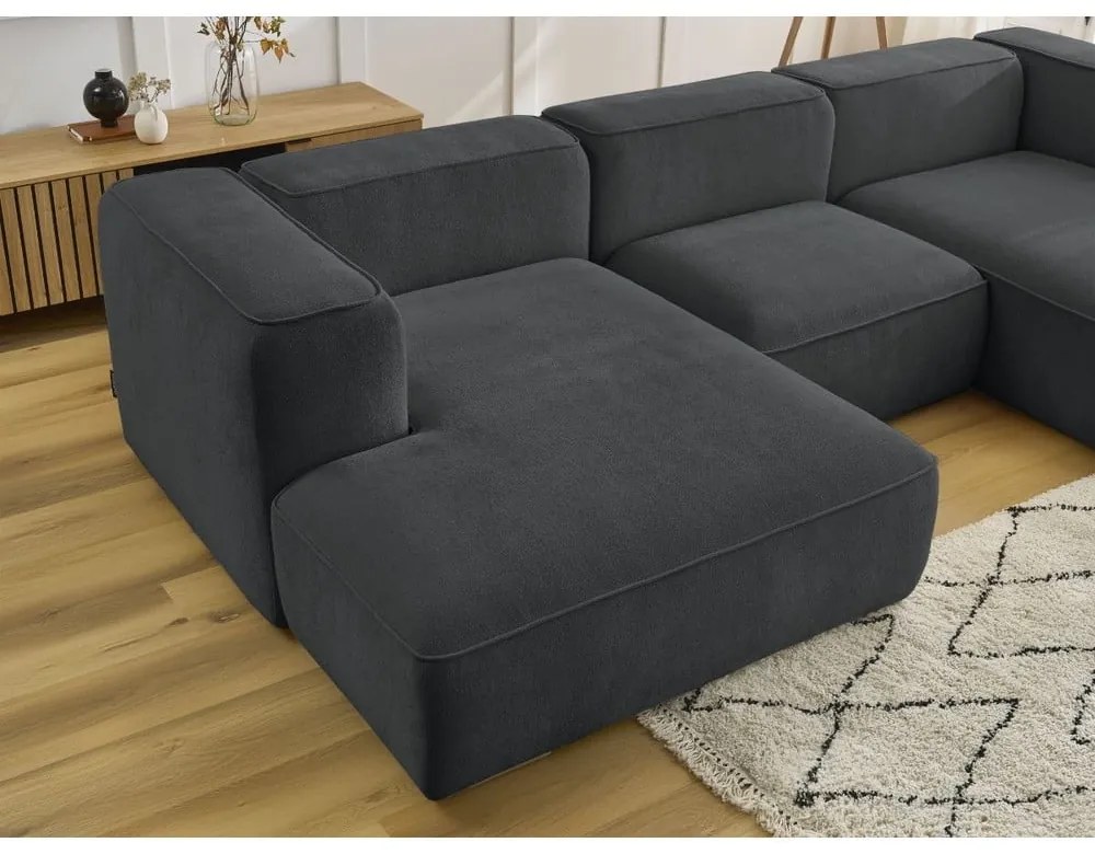 Ciemnoszary narożnik z materiału bouclé (w kształcie litery U) Zephyr – Bobochic Paris