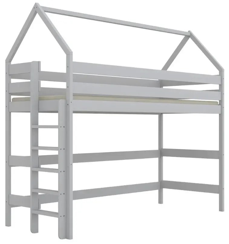 Łóżko domek na antresoli TOBI 1 200x80 białe drewniane KOCOT KIDS
