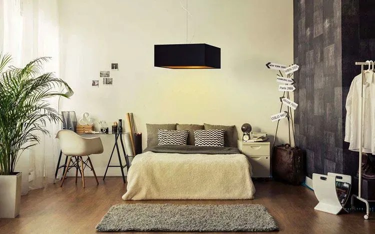 Lampa wisząca z abażurem na stalowym stelażu - H9-W01