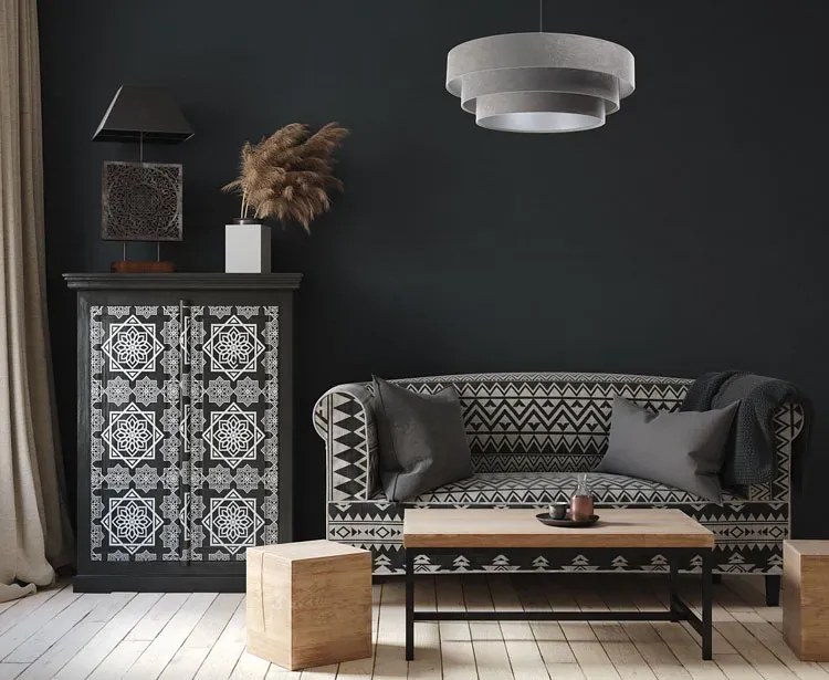 Szaro-srebrna lampa wisząca welurowa - 14X S439 N5-D71