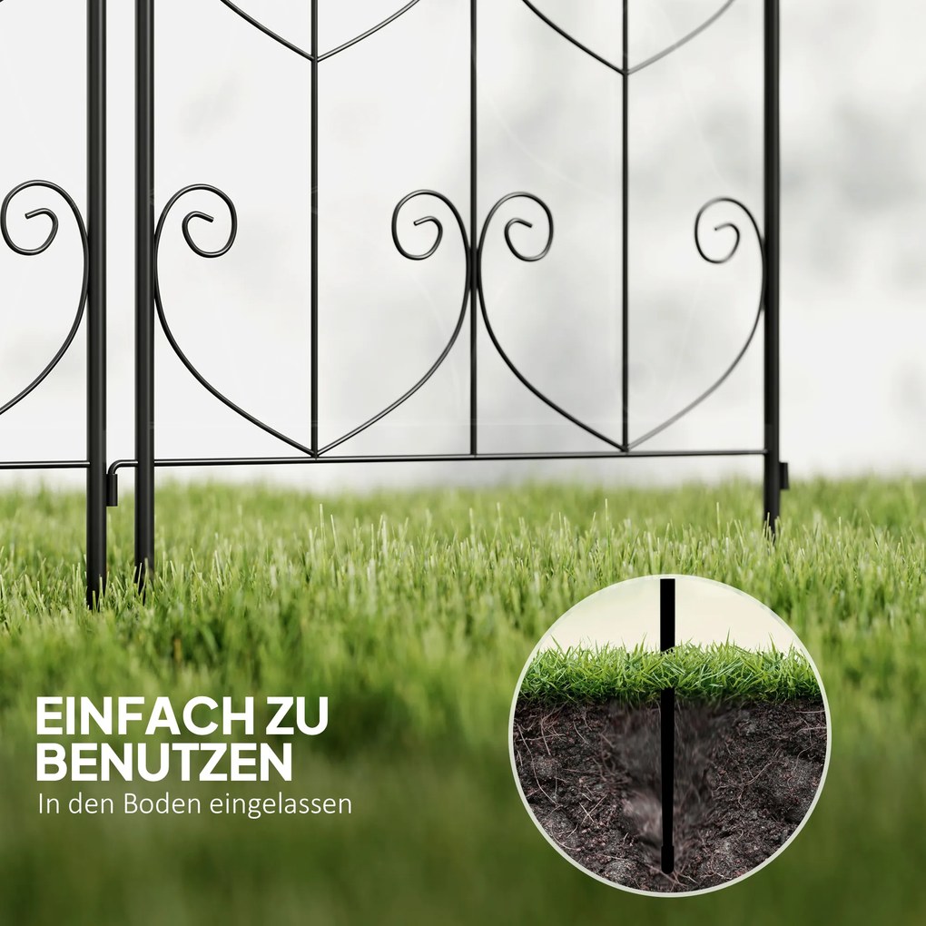 Metalowa Pergola Outsunny, Zestaw 2szt. do Wbijania, Odporna na Rdzę, z Motywem Ptaków na Rośliny Pnące 50x120 cm, Czarna