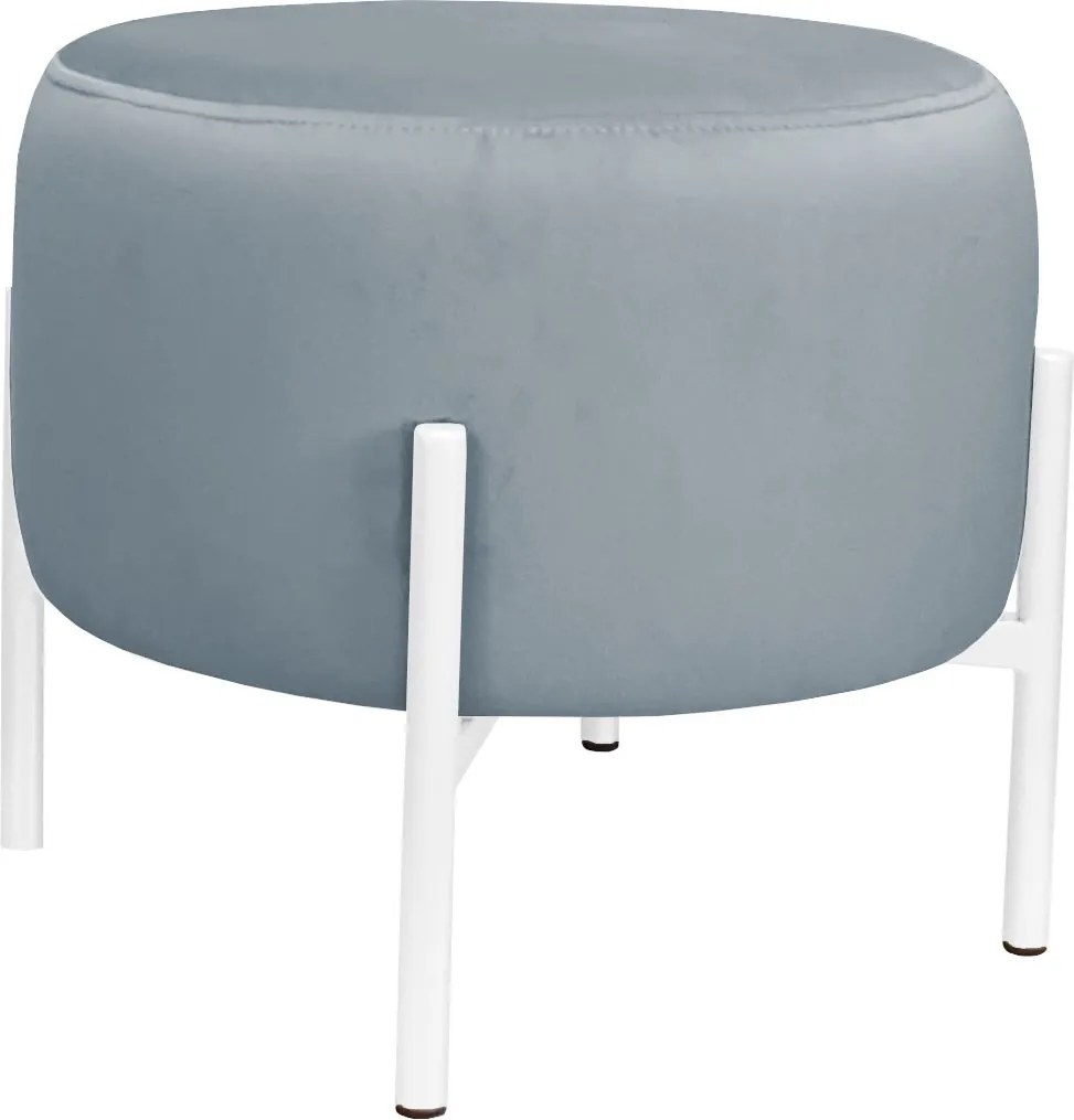 Pufa OLA loft ławka podnóżek metal : Kolor Stelaża - Biały, Kolor tkaniny - VELVET - BL06, Typ tkaniny - Velvet