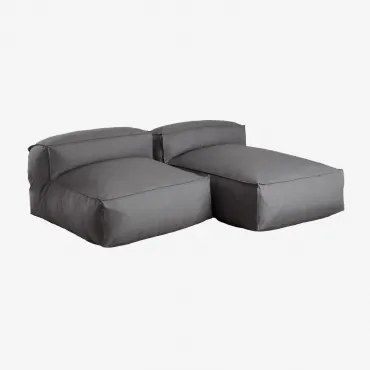 Modułowa Sofa Ogrodowa Z Szezlongiem Dojans, 2 Części Szary Granit - Sklum