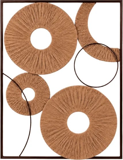 Dekoracja ścienna CIRCLES metalowa 48x68 cm, brązowa