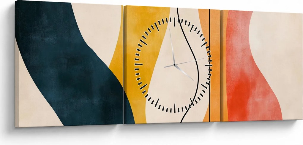 Obraz - Minimalistyczna kolorowa ilustracja II. (z zegarem) (90x30 cm)