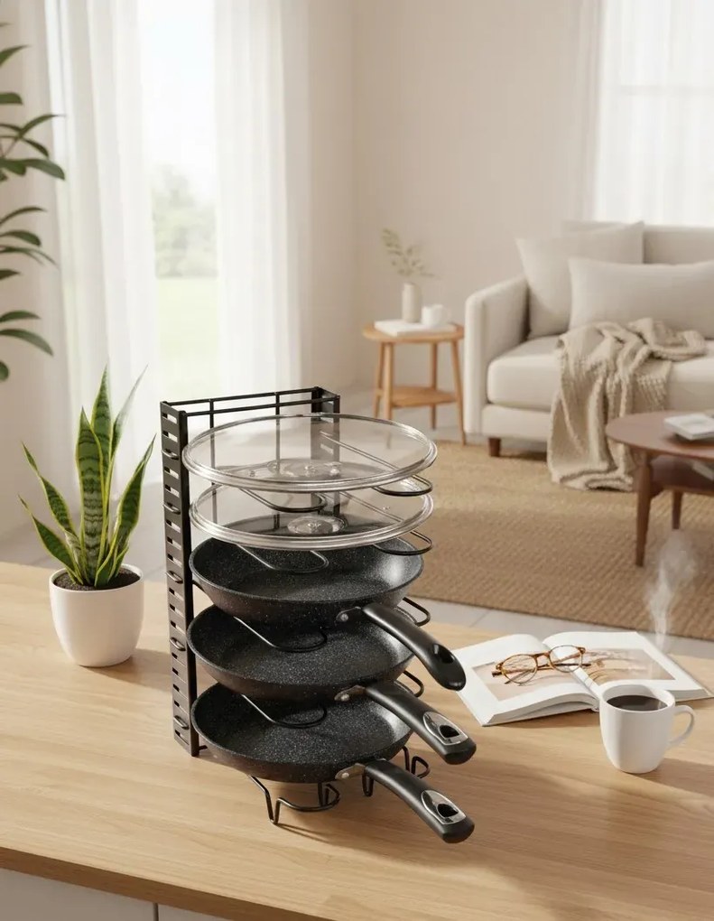 Metalowy organizer kuchenny na patelnie N6-D15