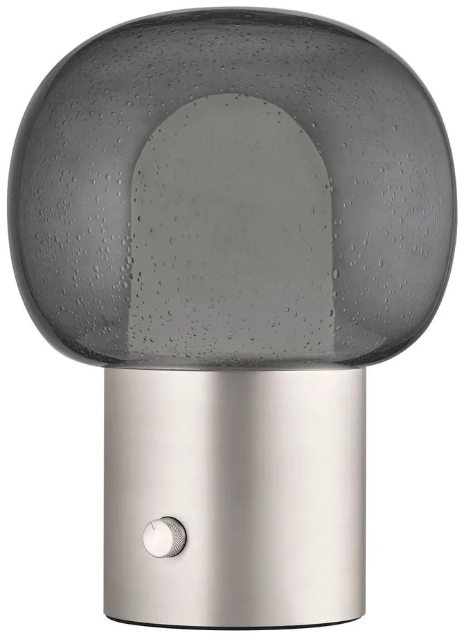 Aluminiowa lampa stołowa LED w kolorze srebra ze szklanym kloszem (wysokość 32 cm) Iris – Blomus
