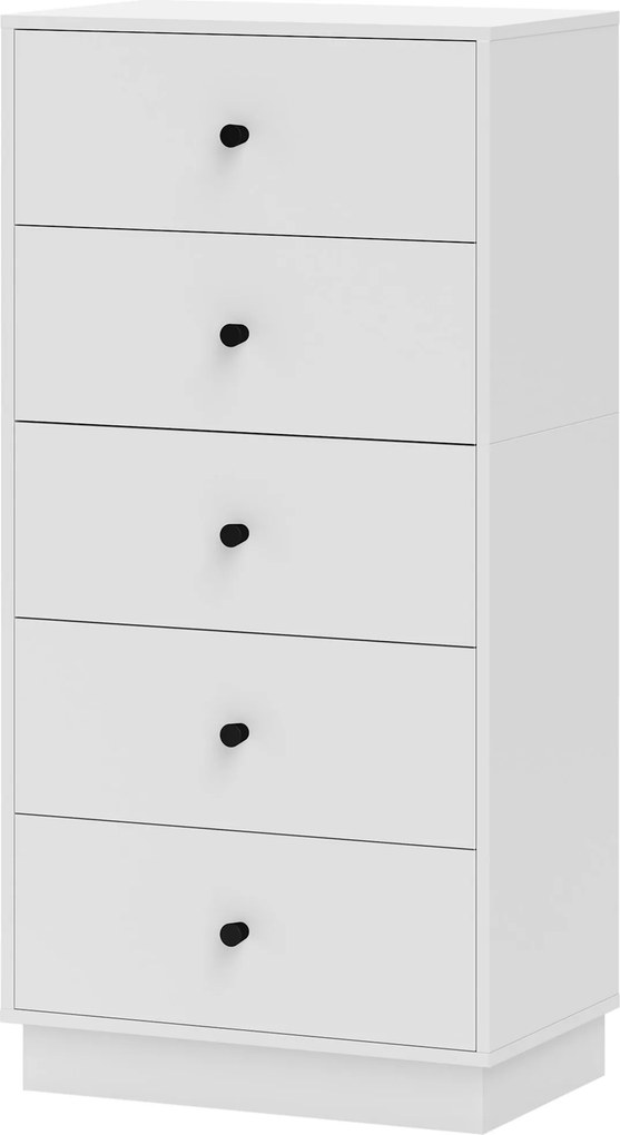 HOMCOM Komoda Sideboard z 5 szufladami z płyty wiórowej w nowoczesnym stylu 47 x 29 x 95 cm Biały