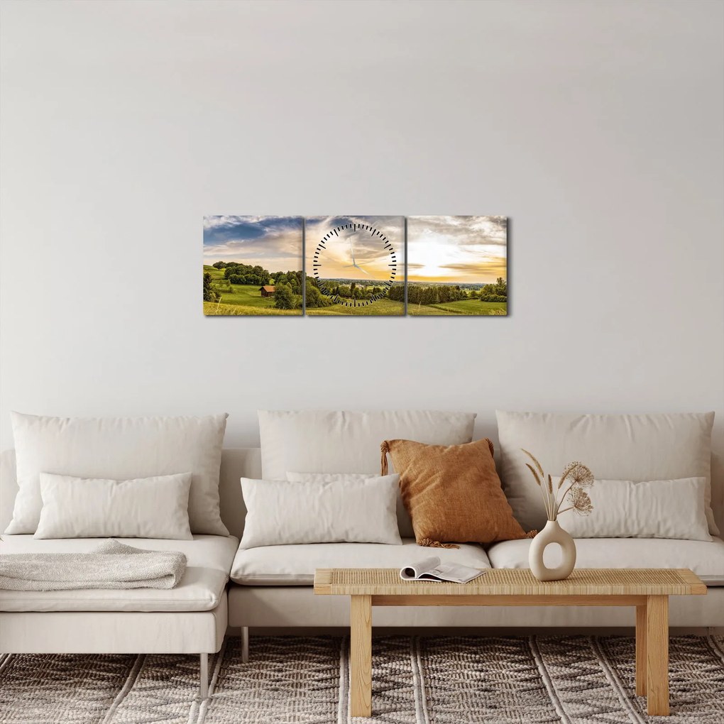 Obraz krajobrazu (z zegarem) (90x30 cm)