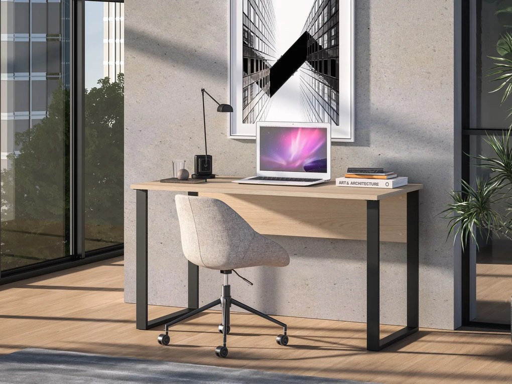 Proste biurko 138 cm Odelis 08 na metalowych nogach