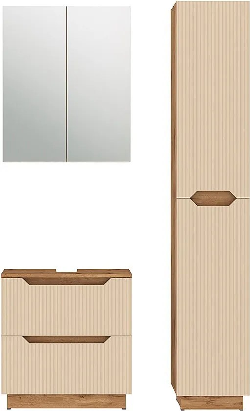 Zestaw mebli łazienkowych dąb/kaszmir w paski 59.8x32x62.5 lotta