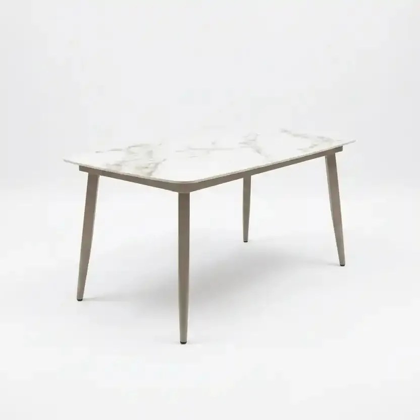 Stół ogrodowy aluminiowy beżowy 180x90 cm Spiek kamienny solidny i trwały
