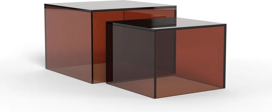 Brązowe szklane stoliki zestaw 2 szt. 50x50 cm Dice – Actona