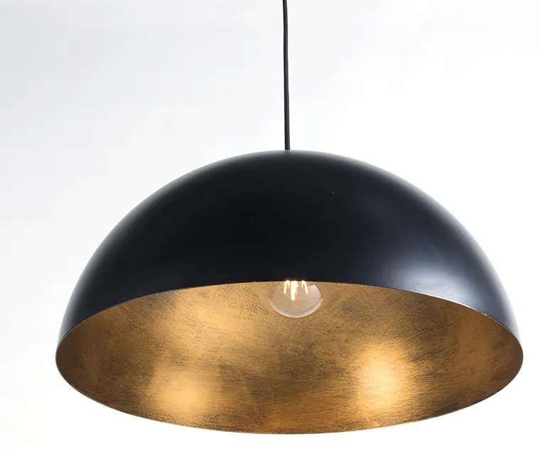 Czarna lampa wisząca w stylu industrialnym ze złotem 50 cm - Magna Eco Nowoczesny Oswietlenie wewnetrzne