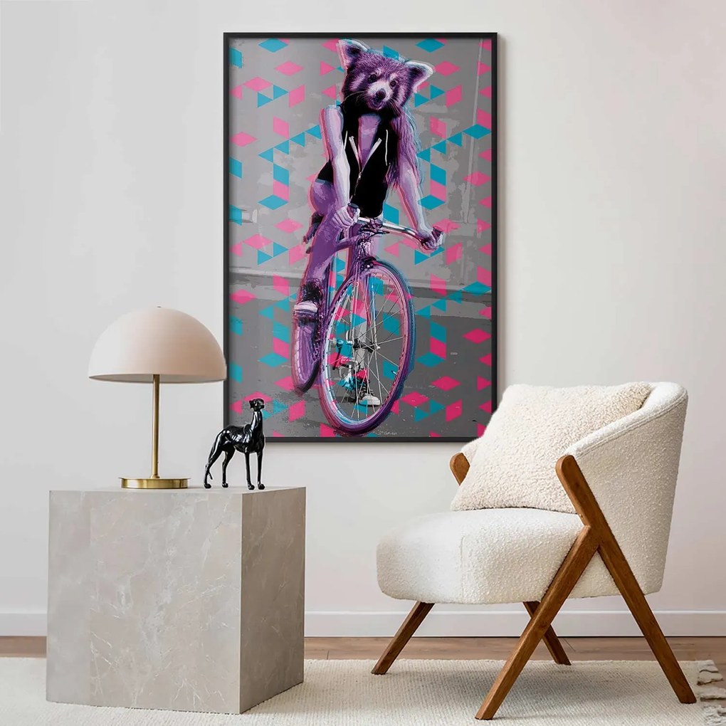 Plakat Szop na rowerze 21x30 cm z ramą czarną bez marginesu ARTGEIST B