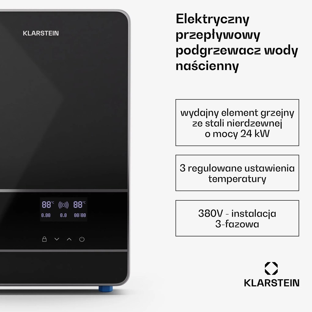 Klarstein Blaze Flow Elektryczny przepływowy podgrzewacz wody, 24 kW