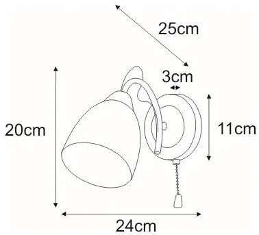 Klasyczny kinkiet z włącznikiem na łańcuszku - S976-Mefes