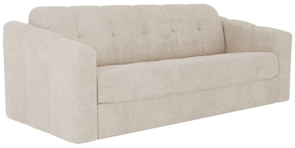 Kanapa 4-osobowa rozkładana typu express z beżową teksturowaną tapicerką - Miejsce do spania 160 cm - Materac 14 cm - DARIELO